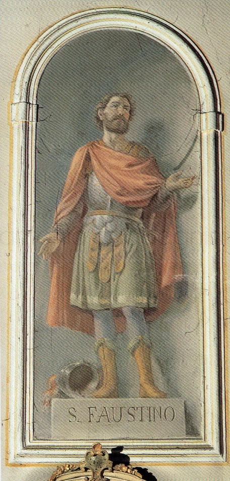 San Faustino - 1886, affresco, chiesa di San Giacomo Maggiore, Santicolo di Corteno Golgi (BS)